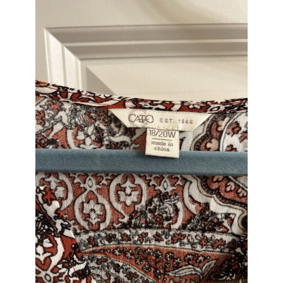 Cato Women’s Blouse Top Size 18/20 Peasant Paisley Floral Print Boho - Picture 3 of 5